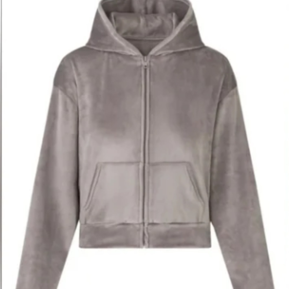 SKIMS Velour Gray Zip Up Hoodie Size 3XL EUC Loungewear